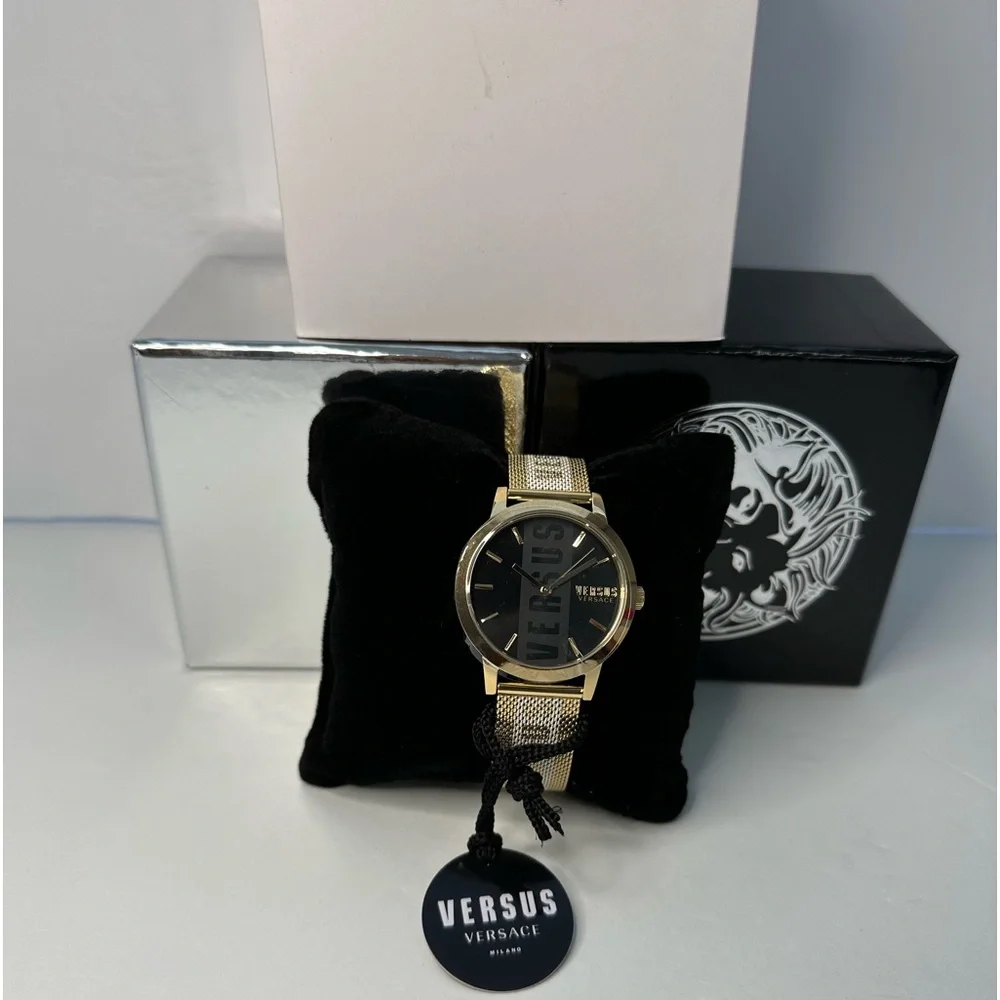 Authentic Versus Versace Barbes 38Mm Ip Yellow Gold Stainless Steel Watch